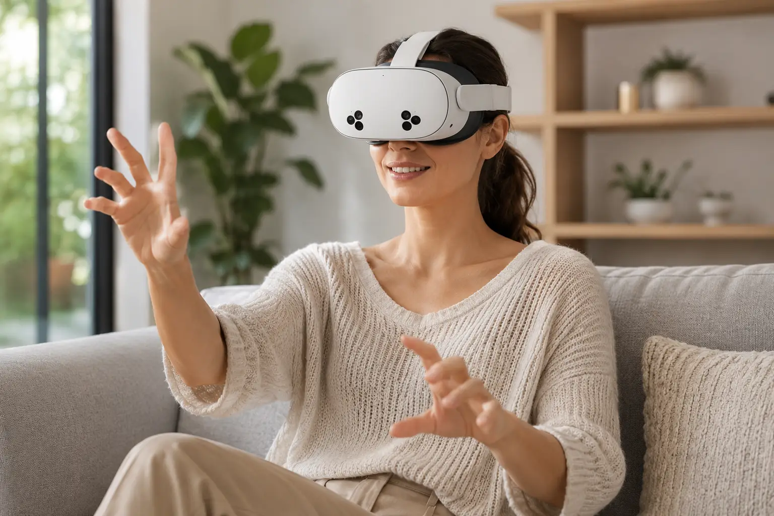 Person using a Meta Quest VR headset